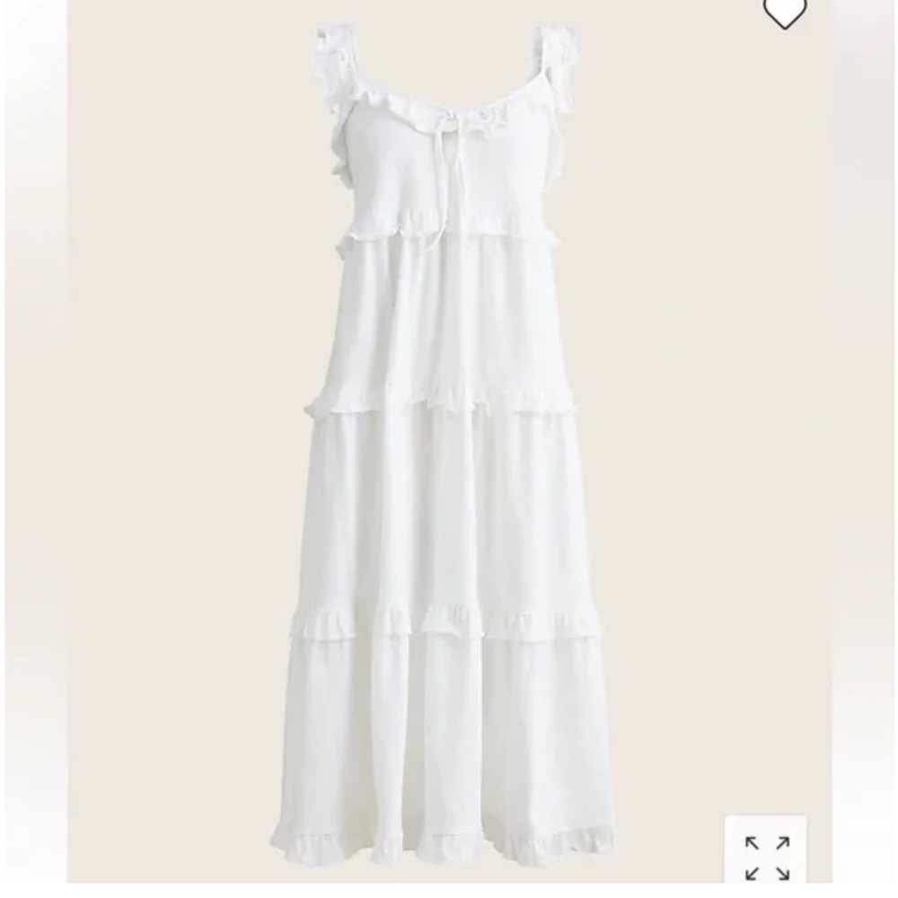JCrew Tiered Knit Keyhole Maxi Dress White Ruffled XS NWOT